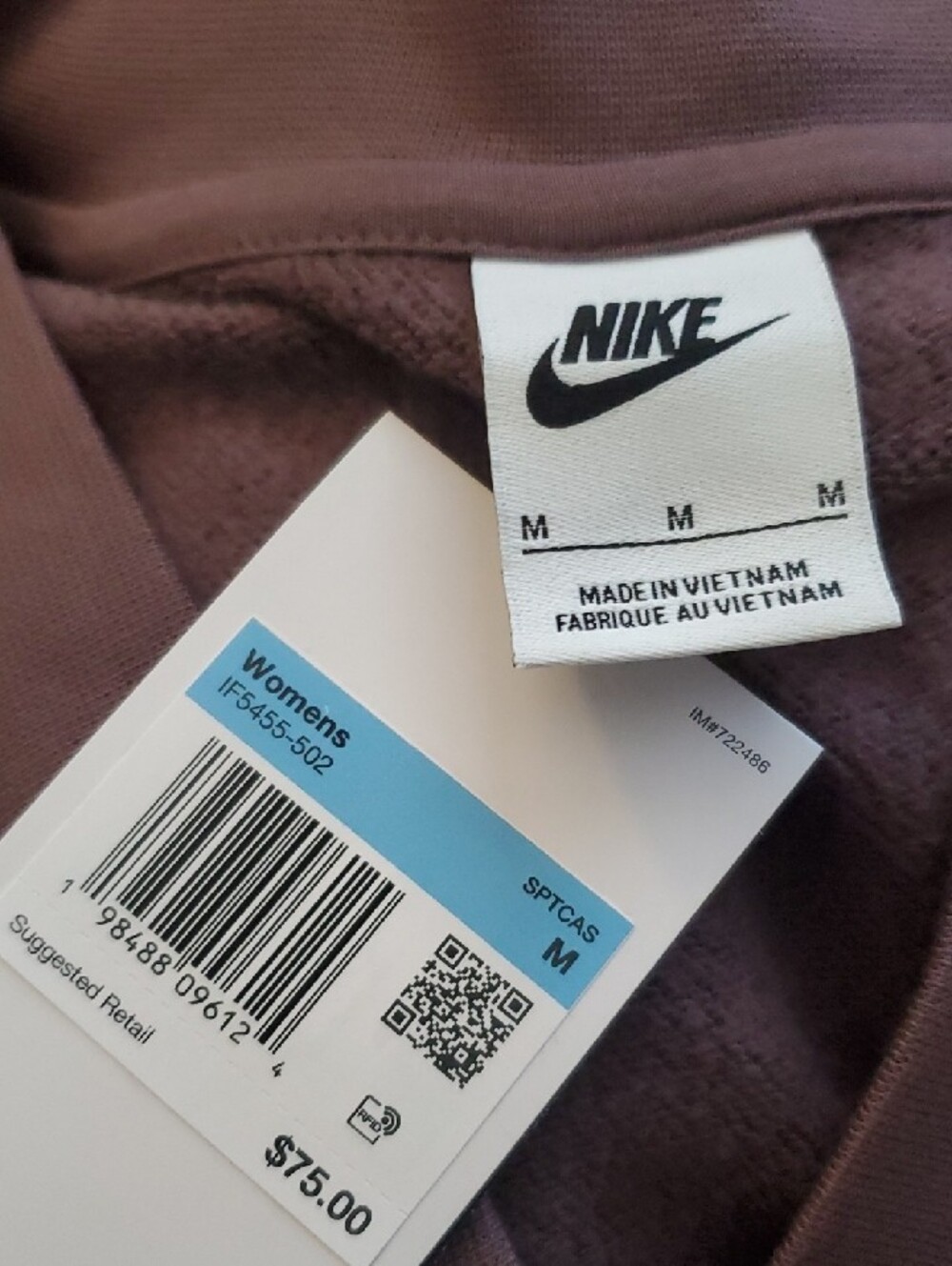 Nike Loose Fleece Cardigan Cropped Sport Sweatshirt in Tattoo - Picture 2 of 5